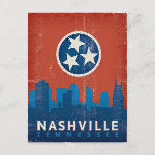 Cartão Postal De Anúncio Salvar a data Nashville, TN - Bandeira do Estado