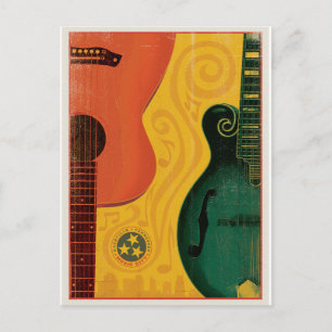 Cartão Postal De Anúncio Salvar a data   Nashville, TN - guitarra do