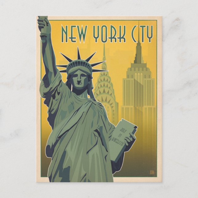 Cartão Postal De Anúncio Salvar a data | NYC - Lady Liberty (Frente)
