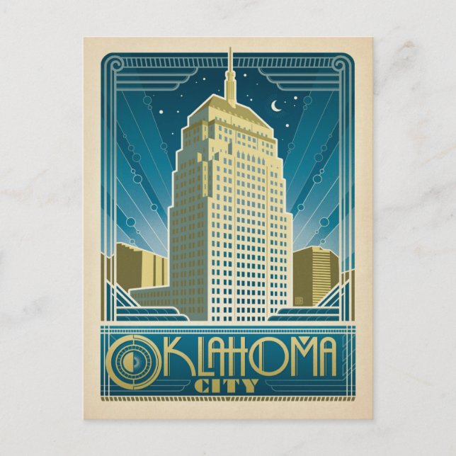 Cartão Postal De Anúncio Salvar a data | Oklahoma City, OK (Frente)