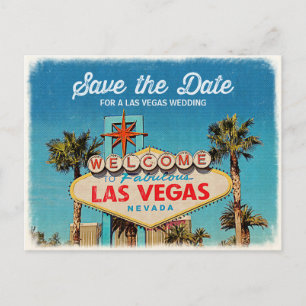 Cartão Postal De Anúncio Salvar a data para Las Vegas fabuloso que Wedding