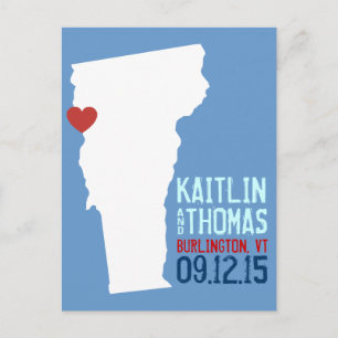 Cartão Postal De Anúncio Salvar a data - personalizável - Vermont
