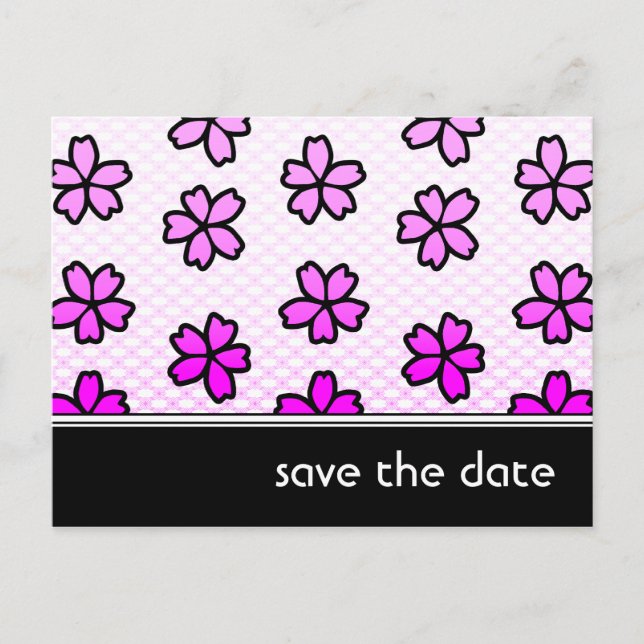 Cartão Postal De Anúncio salvar a data: retro floral: (Frente)