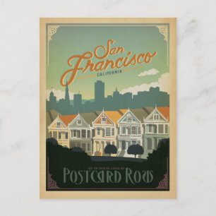 Cartão Postal De Anúncio Salvar a data San Francisco, CA - fileira do