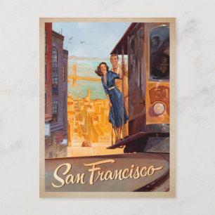 Cartão Postal De Anúncio Salvar a data San Francisco, CA - trole
