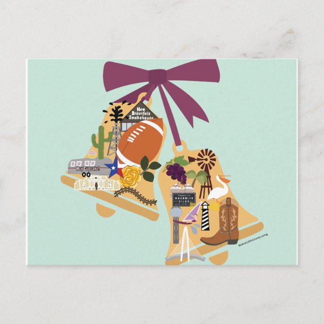 Cartão Postal De Anúncio Salvar a Data Texas Sininhos de Casamento Cartão P (Frente)