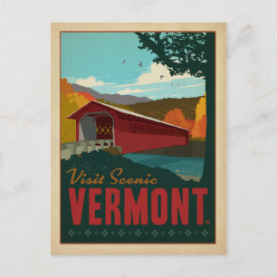 Cartão Postal De Anúncio Salvar a data - visita Vermont cénico