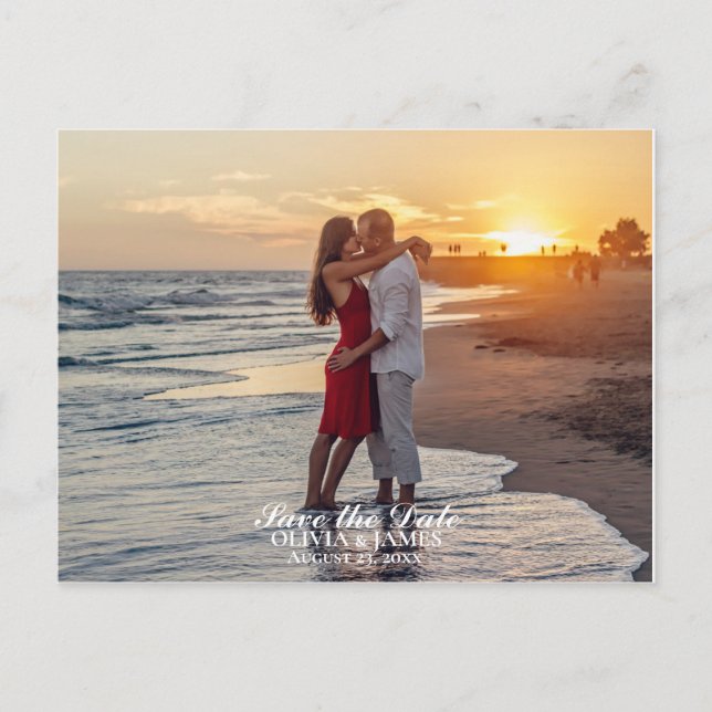 Cartão Postal De Anúncio Salvar A Foto De Casamento De Data (Frente)