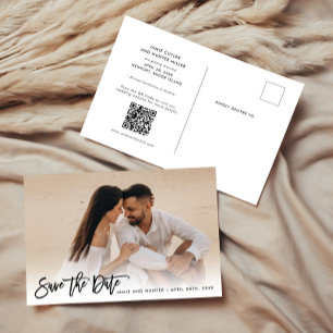 Cartão Postal De Anúncio Salvar a Foto do Script do Pincel de Data