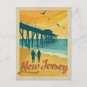 Cartão Postal De Anúncio Salvar a linha costeira da data   New-jersey