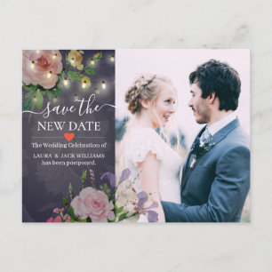 Cartão Postal De Anúncio Salvar a Nova Data Foto de Postergação de Casament