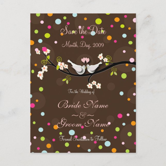 Cartão Postal De Anúncio Salvar as pompas de Data + abertura de confetti (Frente)