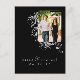 Cartão Postal De Anúncio Salvar data da foto preta 04