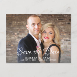 Cartão Postal De Anúncio Salvar data de casamento com foto elegante e moder
