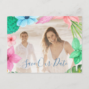 Cartão Postal De Anúncio Salvar data de casamento de foto moderna tropical 