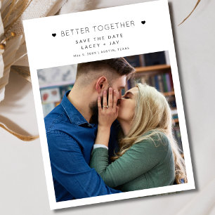 Cartão Postal De Anúncio Salvar data de casamento em preto e branco com fot