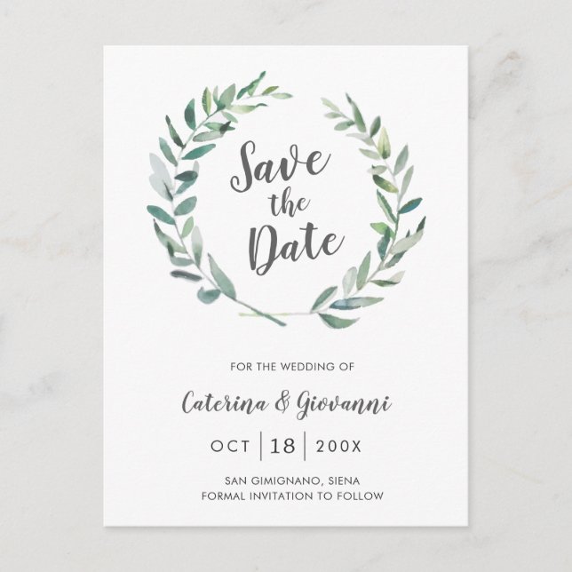 Cartão Postal De Anúncio Salvar Data de Casamento Rústico com Elegância de  (Frente)
