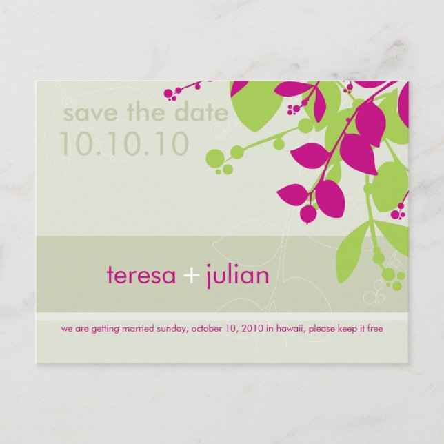 Cartão Postal De Anúncio SALVAR DATA :: nativo 4 (Frente)