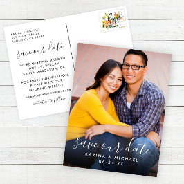 Cartão Postal De Anúncio Salvar Foto do Casal no Casamento