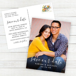 Cartão Postal De Anúncio Salvar Foto do Casal no Casamento