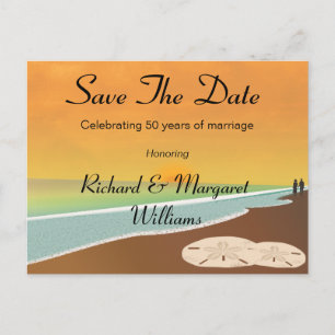 Cartão Postal De Anúncio Salvar o aniversário da praia da data
