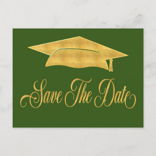 Cartão Postal De Anúncio Salvar O Formando Dourado Faux De Graduação De Dat