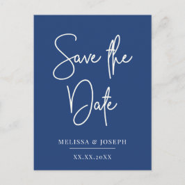 Cartão Postal De Anúncio salvar o script date em azul clássico