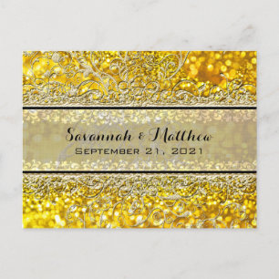 Cartão Postal De Anúncio Salvar o Sparkle de Data Dourada