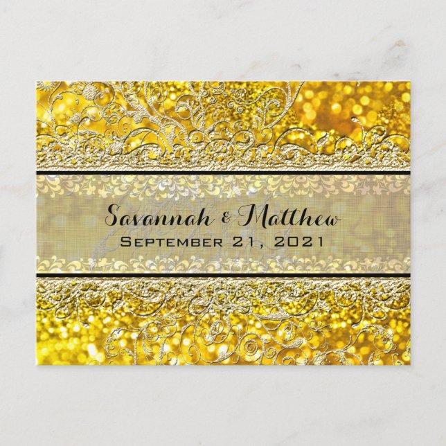 Cartão Postal De Anúncio Salvar o Sparkle de Data Dourada (Frente)