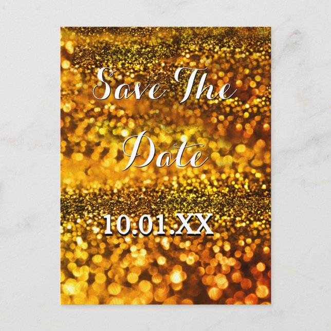 Cartão Postal De Anúncio Salvar o Sparkle de Data Dourada (Frente)