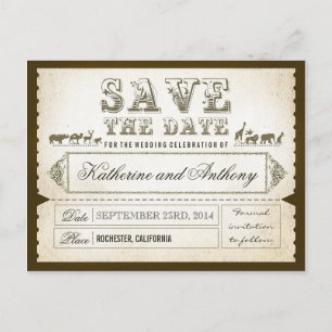 Cartão Postal De Anúncio salvar os tíquetes de data ZOO SAFARI