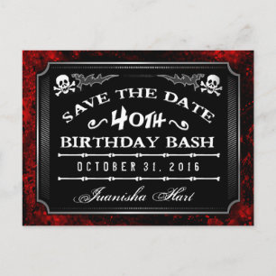 Cartão Postal De Anúncio Salve a data aniversário de 40 anos Bash Halloween