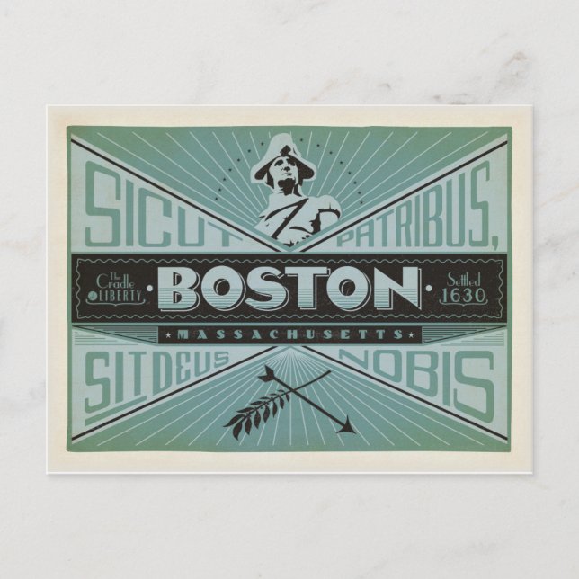 Cartão Postal De Anúncio Salve a Data | Boston, MA - Fundada em 1630 (Frente)