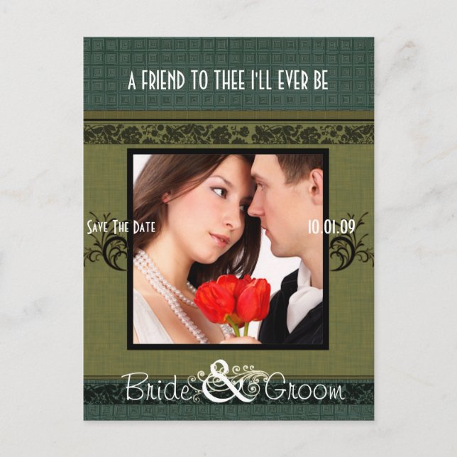 Cartão Postal De Anúncio Salve a Data com a Sua Foto (Frente)