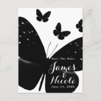 Salve a Data com Borboletas Pretas em Branco