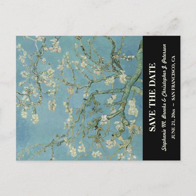 Cartão Postal De Anúncio Salve a Data com "Flores de Amendoeira" / Site (Frente)