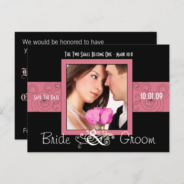 Cartão Postal De Anúncio Salve a data com sua foto (Frente/Verso)