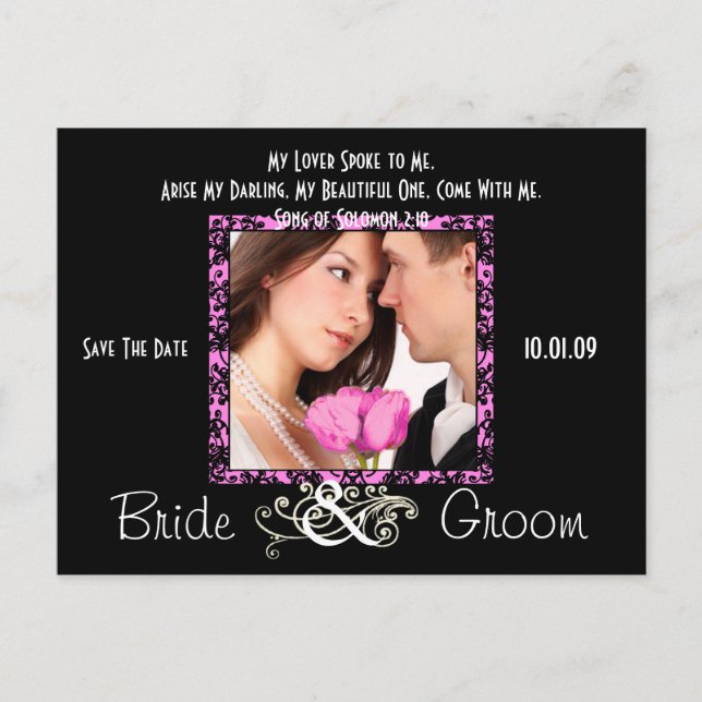 Cartão Postal De Anúncio Salve a Data com Sua Foto (Frente)