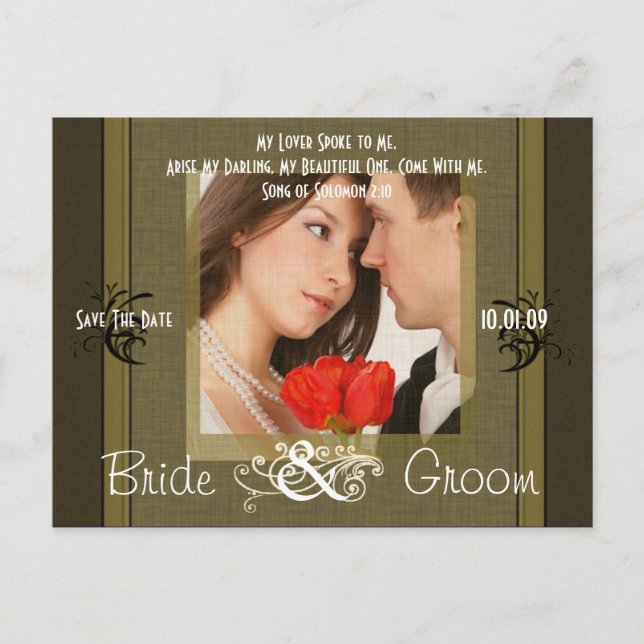 Cartão Postal De Anúncio Salve a data com sua foto (Frente)