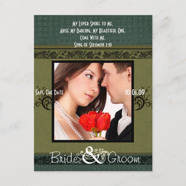 Cartão Postal De Anúncio Salve a data com sua foto (Frente)