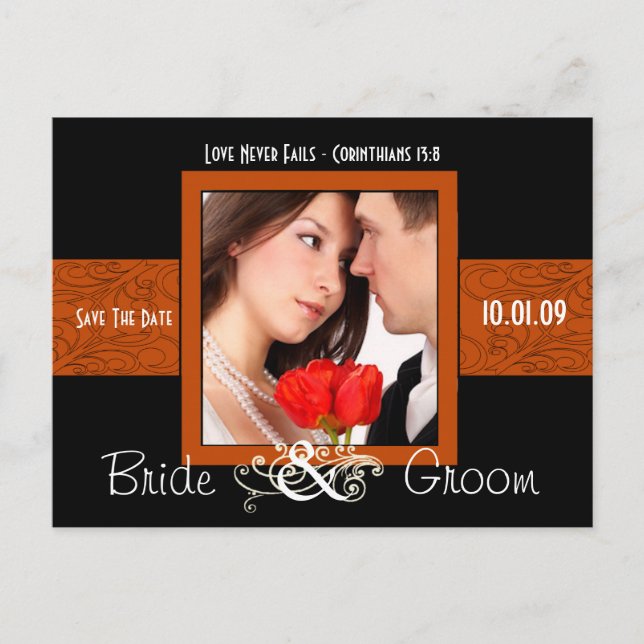 Cartão Postal De Anúncio Salve a Data com Sua Foto (Frente)