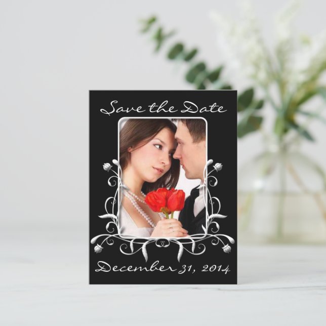 Cartão Postal De Anúncio Salve a data com suas fotos (Em pé/Frente)