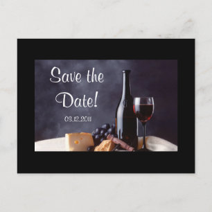 Cartão Postal De Anúncio Salve a Data com Vinho e Queijo!