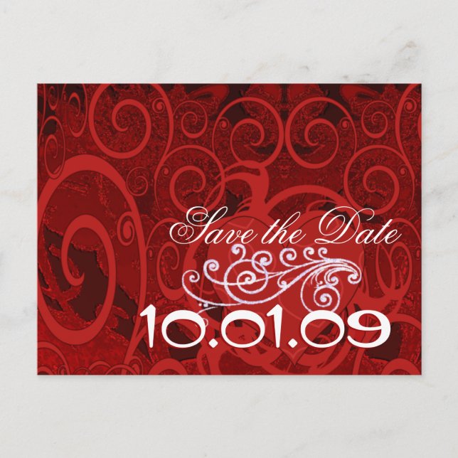 Cartão Postal De Anúncio Salve A Data Corações Da Borda - (Frente)