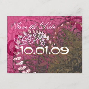 Cartão Postal De Anúncio Salve A Data Corações De Framboesa - -