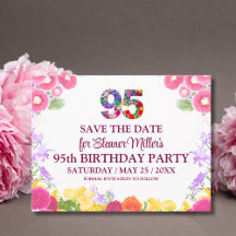 Salve a data do 95º aniversário, Floral Blush Bloo
