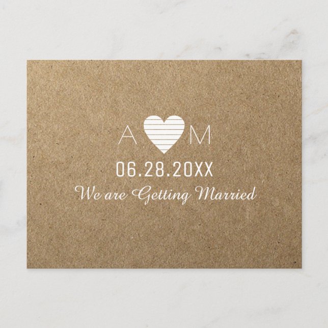 Cartão Postal De Anúncio salve a data do casamento rustic. (Frente)
