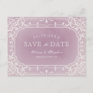Cartão Postal De Anúncio Salve a data do casamento vintage romântico malva