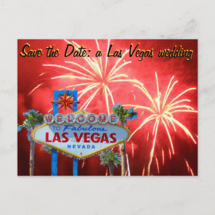 Cartão Postal De Anúncio Salve a data dos fogos de casamento de Las Vegas