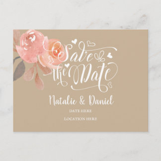 Cartão Postal De Anúncio Salve a Data Floral Personalizado